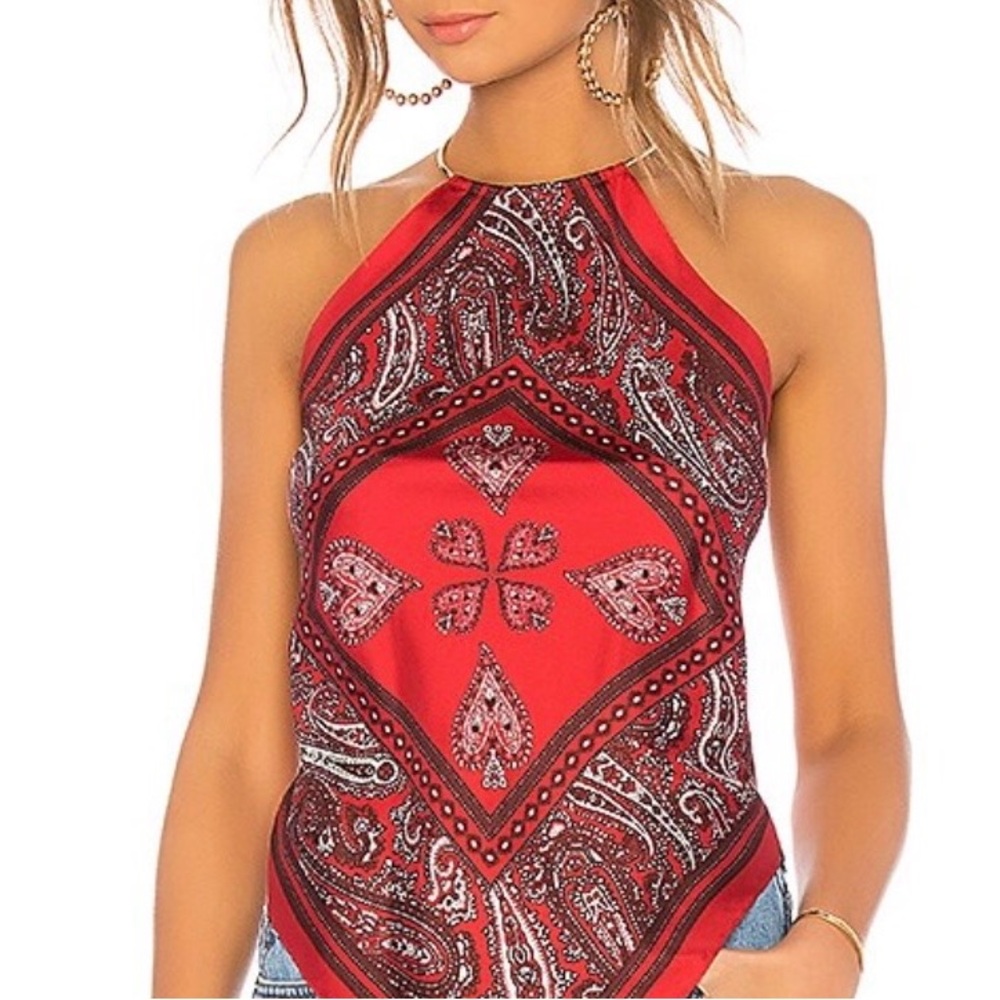 Red Paisley Halter Top